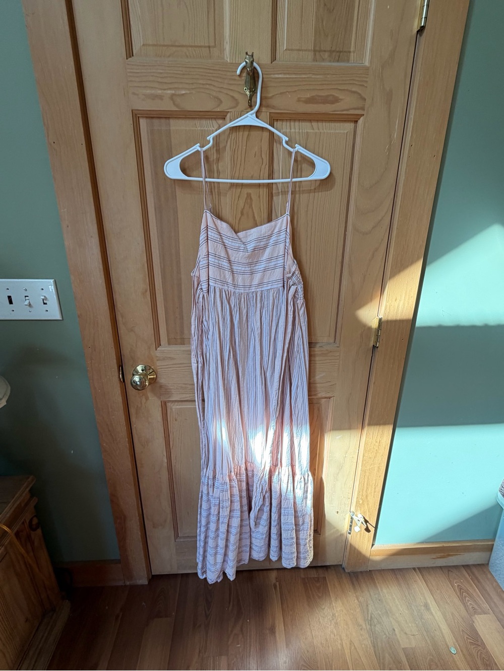 American Eagle Outfitters Blush Striped Spaghetti Strap Maxi Dress